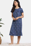 Zivame Mod Magic Knit Poly Mid Length Nightdress - Blue Depth — thumbnail 3